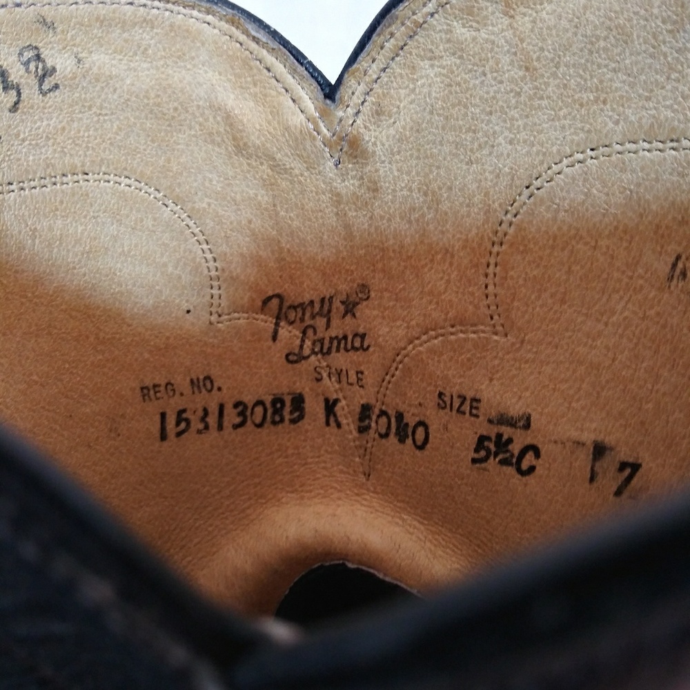 Black Tony Lama Cowboy Boots 5 1/2 - Picture 3 of 7